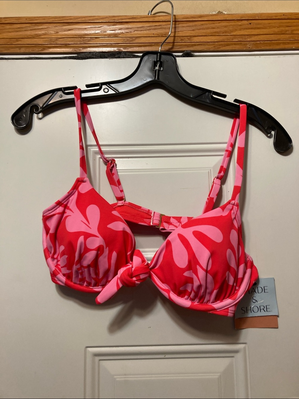 Pinkโ Floral Tie-Front Bikini Top 34C NWT
